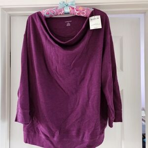 Lands' End Women's Rich Purple Cowl Neck Sweater